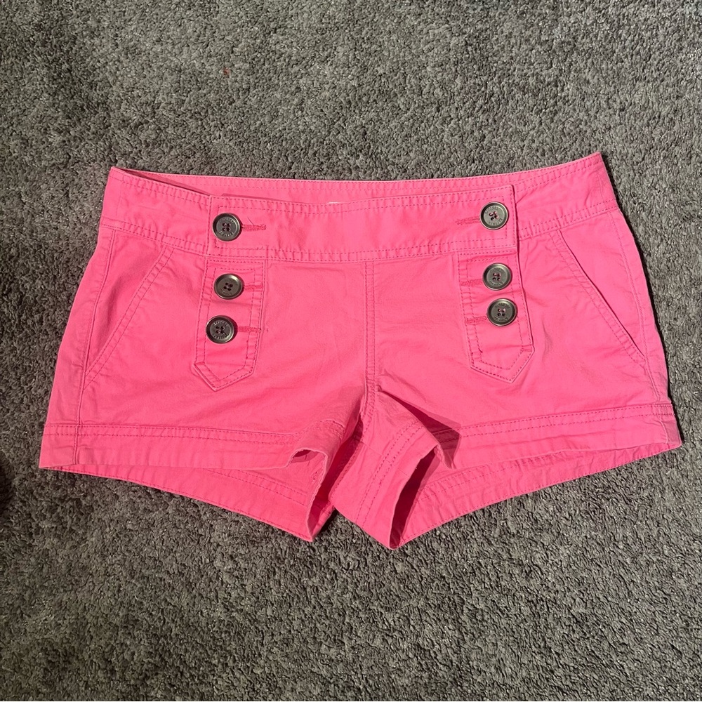 EXPRESS Hot Pink Short Shorts/Cotton Blend Button Front Size 4 Y2K